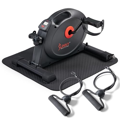 Sunny Health & Fitness Smart Under-Desk Bike Exerciser, Low-Impact Cardio Cycling Equipment for Home/Office, Mini Paddler for Arm/Leg Mobility Training, Free SunnyFit App Connect, Optional Motorized