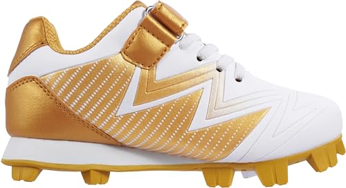 Kids Baseball Cleats Softball Shoes for Boys Girls 11 Little Kid Gold - Athletic Sports Footwear