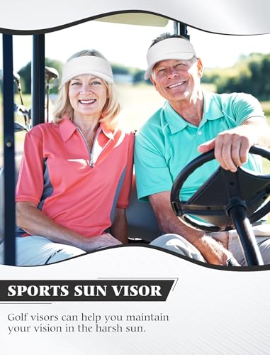 White Sun Visor Hats Pack of 12 Adjustable UV Protection Caps for Men Women