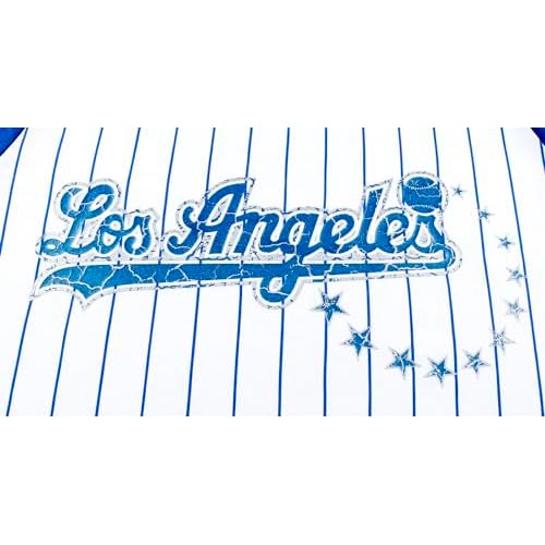 Mens City Baseball Fans Vintage Sporty Pinstripe Crew Neck Tee Shirts - Navy & Red