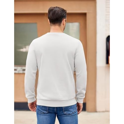 COOFANDY Mens Fleece Pullover Crewneck Sweatshirts Soft Casual Long Sleeves Sweatshirt Crew Neck Pullover Sweater