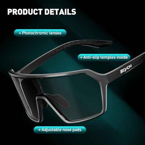SCVCN Photochromic Cycling Glasses Sport Sunglasses Clear MTB Men Women BMX Running Driving