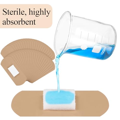 Geiserailie 100 Pcs Pressure Bandages XL for Dialysis Patients 2.83 x 1.18 Inch Pressure Adhesive Bandage Waterproof for Wound Care Absorbent Pad Thin Skin Seniors First Aid Essential