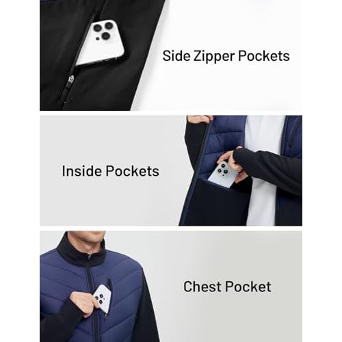 baleaf Men's Cycling Jacket Puffer Lightweight Coat Windproof Warm Winter 5 Pockets Packable Running Hiking