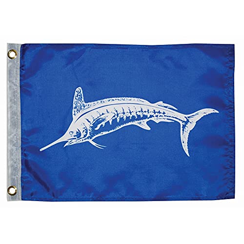 12x18 White Marlin Fishing Flag Nylon Water-Repellent Boat Flag - Taylor Made