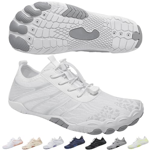 Water Shoes for Women Men - Breathable Non-Slip Athletic Footwear - White, Size 8-8.5 Women / 6-6.5 Men - Hiking & Water Sports