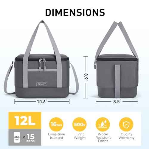 TOURIT 12L Carry Out Soft Cooler Insulated Travel Bag Lunch Cooler for Outdoor, Camping, Picnic, Travel