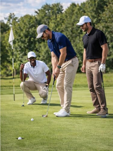 Men's Polo Shirts 3-Pack Short Sleeve Dry Fit Golf Business Casual Large White Black Navy
