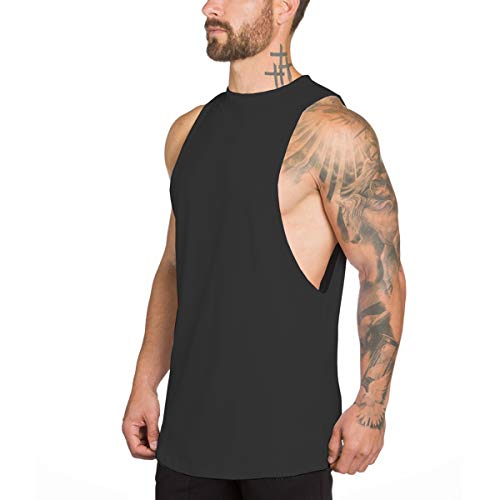 Muscle Killer Men's Muscle Cut Off Gym Workout Stringer Tank Top Large Black Pack of 2