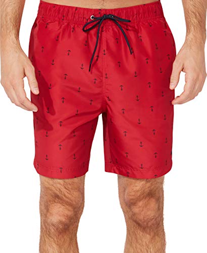 Men's Quick Dry Anchor Print Swim Trunks - X-Large Racer Red