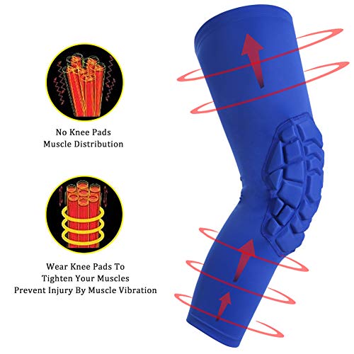 Blue Knee Pads Compression Leg Sleeve for All Sports - 1 Pair, X-Small