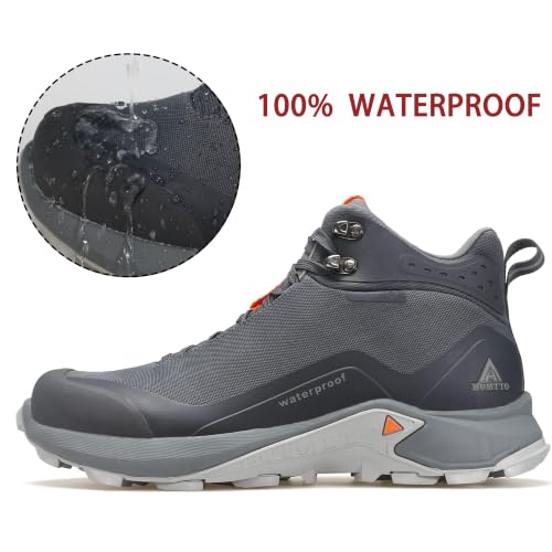 HUMTTO Men's All-Terrain Waterproof Hiking Boots - Grey, Size 10