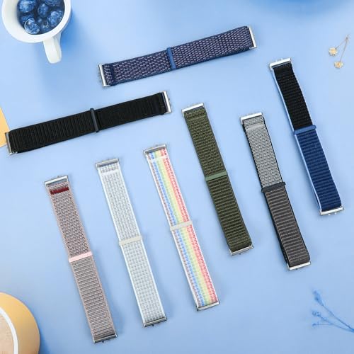 Nylon Watch Band Compatible with Samsung Galaxy Fit 3 - Black & Grey Adjustable Sport Strap