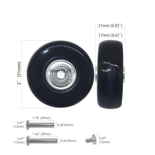 2 Inch Luggage Wheel Replacement Kit with Rubber Casters and Axles