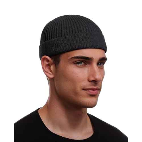 vidsel Thin Wool Fisherman Beanie for Men Women, Short Knit Cuff Trawler Watch Hats