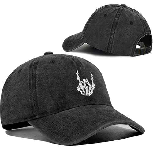 Skeleton Hand Hat for Men Women, Embroidered Skeleton Hands Baseball Cap Halloween Dad Hat