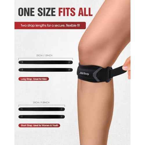 Patellar Tendon Support Strap with Silicone Pad (2 Pack) Adjustable Patella Knee Brace for Men, Women & Youth, Knee Protector Band & Relief Strap for Running, Sports & Daily Activities