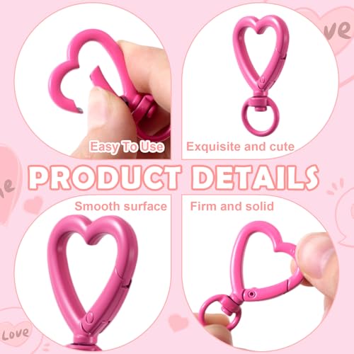 Colorful Heart Keychain Clips Set - 20pcs Spring Snap Hooks for Bags & DIY Crafts