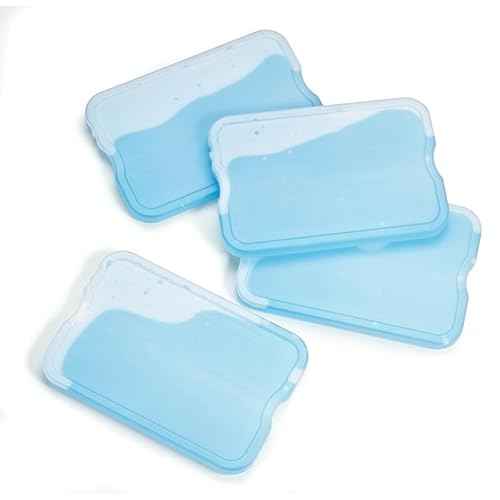 Cool Coolers by Fit & Fresh 4 Pack XL Slim Ice Packs, Quick Freeze Space Saving Reusable Ice Packs for Lunch Boxes or Coolers, Blue, 239ICE, 4 count (Pack of 1)