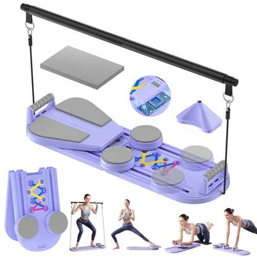 Pilates Reformer, Foldable Pilates Board, 7-in-1 Multi-Function Pilates Equipment, Home Pilates Set, Full Body Workout, Universal Portable Gym Equipment for Core Strength and Pilates Training