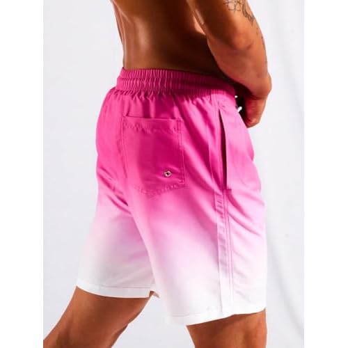 Floerns Men's Beach Swim Trunks with Compression Liner 7 Inch Quick Dry Swim Board Shorts Swimwear Bathing Suits Swimsuit