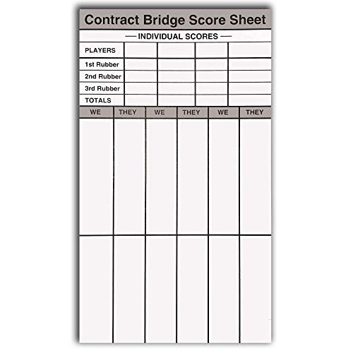 Bridge Score Pads with Scoring Rules - 360 Double-Sided Sheets, 4x7 Inches Set of 6