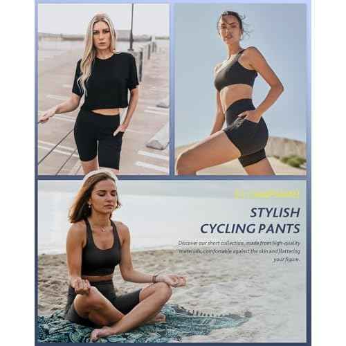 CAMPSNAIL Biker Shorts Women with Pockets - 3"/5"/8" High Waisted Workout Spandex Tummy Control Gym Running Yoga Shorts