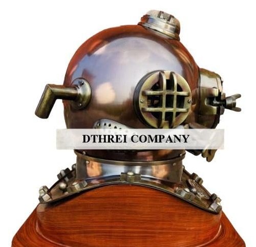 Scuba Diving Helmet | US Navy Mark V Divers Helmet | Deep Diving Helmet | Brown Antique Marine Diving Helmet Without Wooden Base