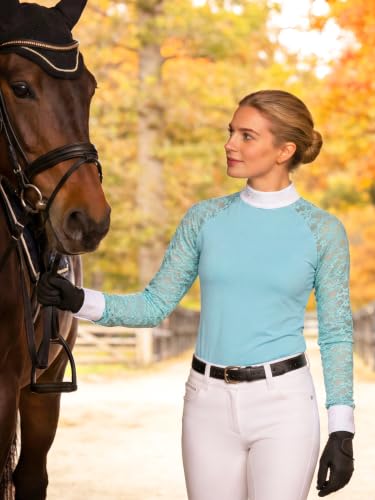 Women's Equestrian Show Shirt Long Sleeve Riding Top - Light Summer Mint Small
