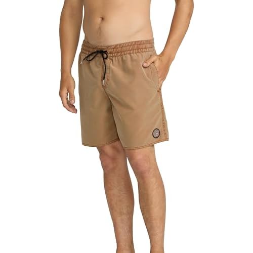 Volcom Mens 17" Elastic Waist Surf Swim Trunks ? Quick-Dry Boardshorts with Drawstring and Back Pocket