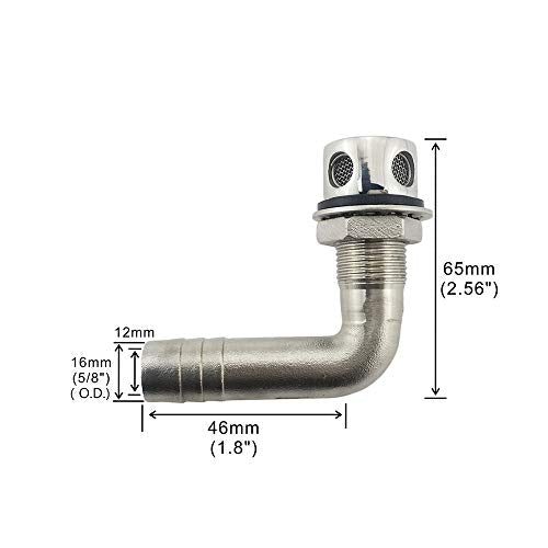 Marine Grade Stainless Steel Boat Fuel Vent - Universal 90° Flush Mount with Gasket (Style1)