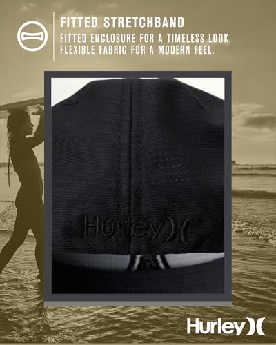 Hurley Mens Baseball Cap H2O-Dri Stretch Fitted Hat with Curved Bill Large-X-Large Black