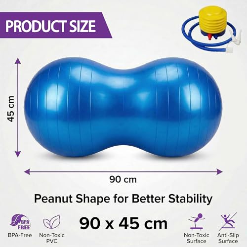 Blue Peanut Exercise Ball for Kids Therapy & Fitness 90x45cm with Pump