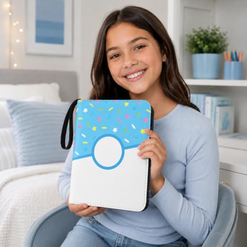 Blue Donut Card Binder for Trading Cards - Holds 400 Cards, Zipper Closure & Removable Pages