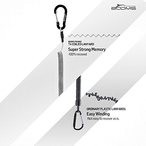 6PCS Fishing Lanyards Retractable Tool Safety Coil with Stainless Steel Ring