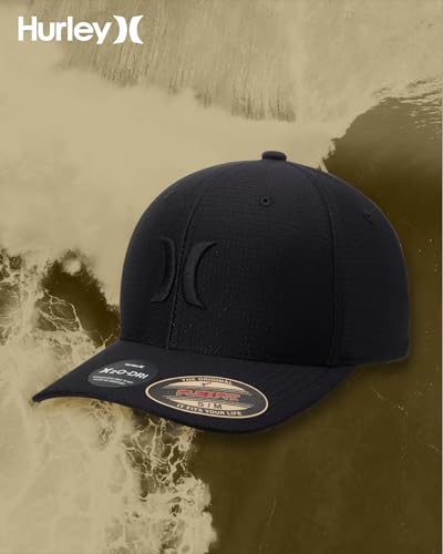 Hurley Mens Baseball Cap H2O-Dri Stretch Fitted Hat with Curved Bill Large-X-Large Black