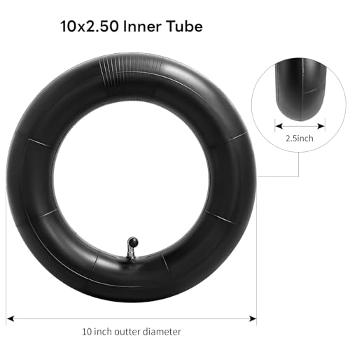 Heavy Duty 10x2.50 Inner Tube for Electric Scooter - 40% Thicker, CR202 Valve Stem, Pack of 2