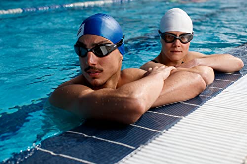 Unisex Swim Goggles with Anti-Fog Coating & Orbit-Proof Seals - Light Blue/White/Blue