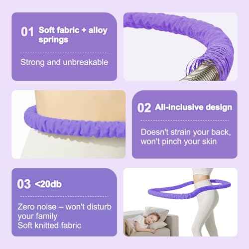 Infinity Hoop, Weighted Hula Hoop, Hula Hoops for Adults, Weighted Hula Hoops for Women - Spring Weighted Design Burns Fat,No Noise and No Meat Clipping