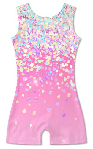 Girls Gymnastics Leotard with Shorts Set - Pink Yellow 2-3T