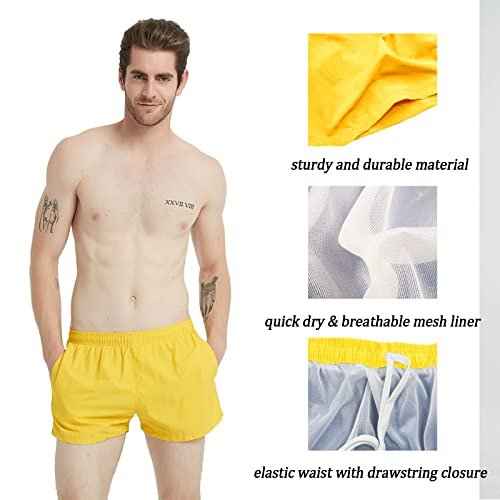 3 Inch Mens Swim Trunks Short Swim Shorts Quick Dry Mens Swim Suits