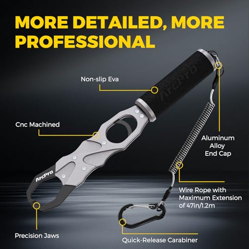 Heavy Duty Fish Lip Gripper with Scale - Aluminum Alloy, Saltwater & Freshwater Use