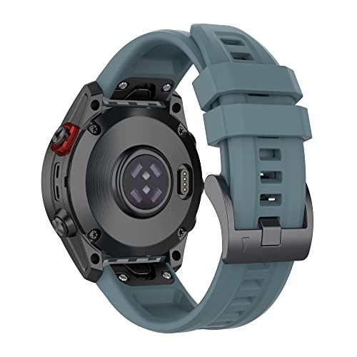 REYDA Silicone Watch Band for Garmin Fenix 9/8/7/6 Series - Rock Blue, 22mm Quick Fit Sport Strap