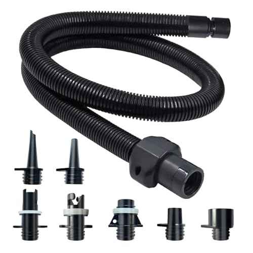 Paddle Board Pump Adapter Hose, Universal Sup Pump Adaptor Hose with 7 Air Valve Nozzles Fits for Most Sup Pump, Swivel Threaded Connector, Inner Diameter 0.9inch