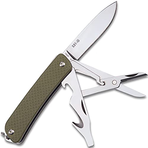Ruike S31 6-in-1 Small Pocket Knife Multitool with G10 Handle & 12C27 Steel Blade