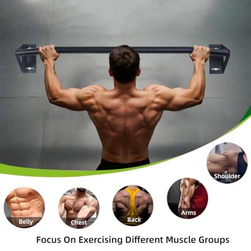 Wall Mounted Pull Up Bar Doorway Support Beam Heavy Duty Strength Training Bar - Black