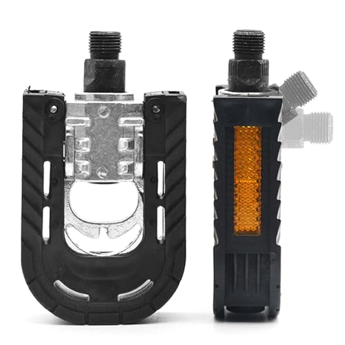 Foldable Bike Pedals with Reflective Strips - Black and Silver, 9/16''