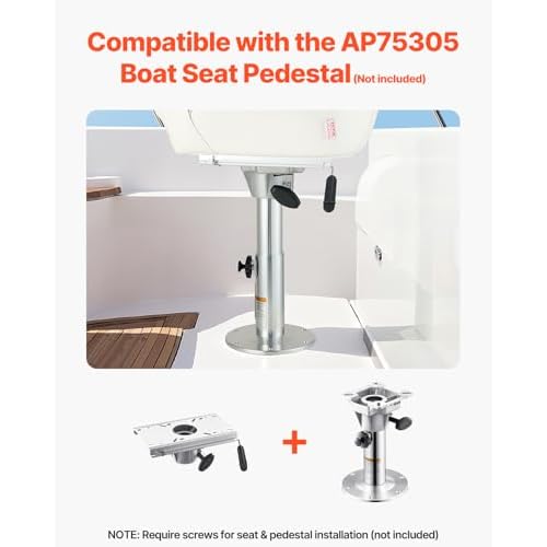 VEVOR Boat Seat Pedestal, Forward & Backward Sliding Adjustment, Aluminum Alloy Boat Chair Base with Slide, 5-inch Sliding Travel, Waterproof & Rust-resistant, Fit 2-7/8 Inch Diameter Pedestal Post