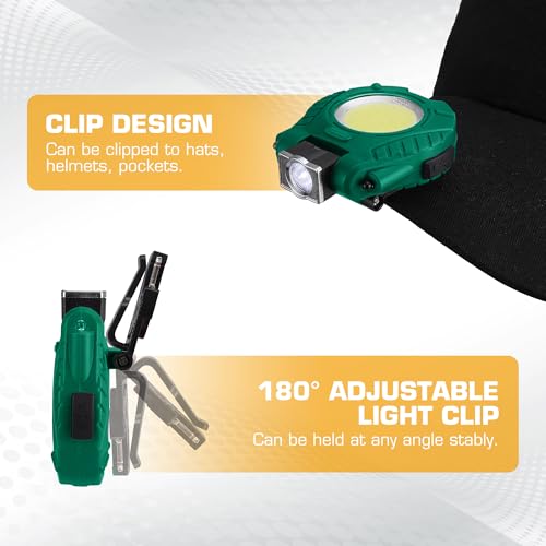 EverBrite 2 Pack COB Keychain Flashlights with Magnetic Base Waterproof Green