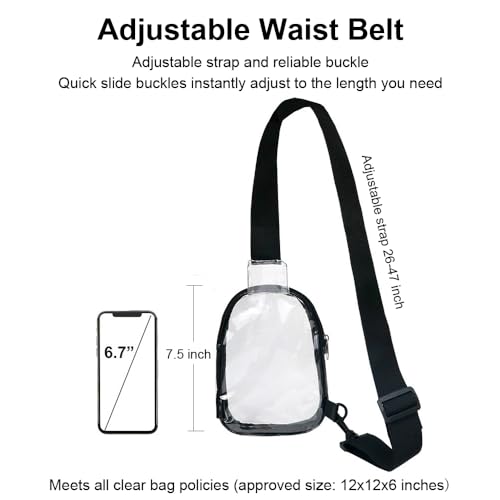 Clear Stadium Approved Bag for Sports Events and Concerts - Adjustable Crossbody Fanny Pack